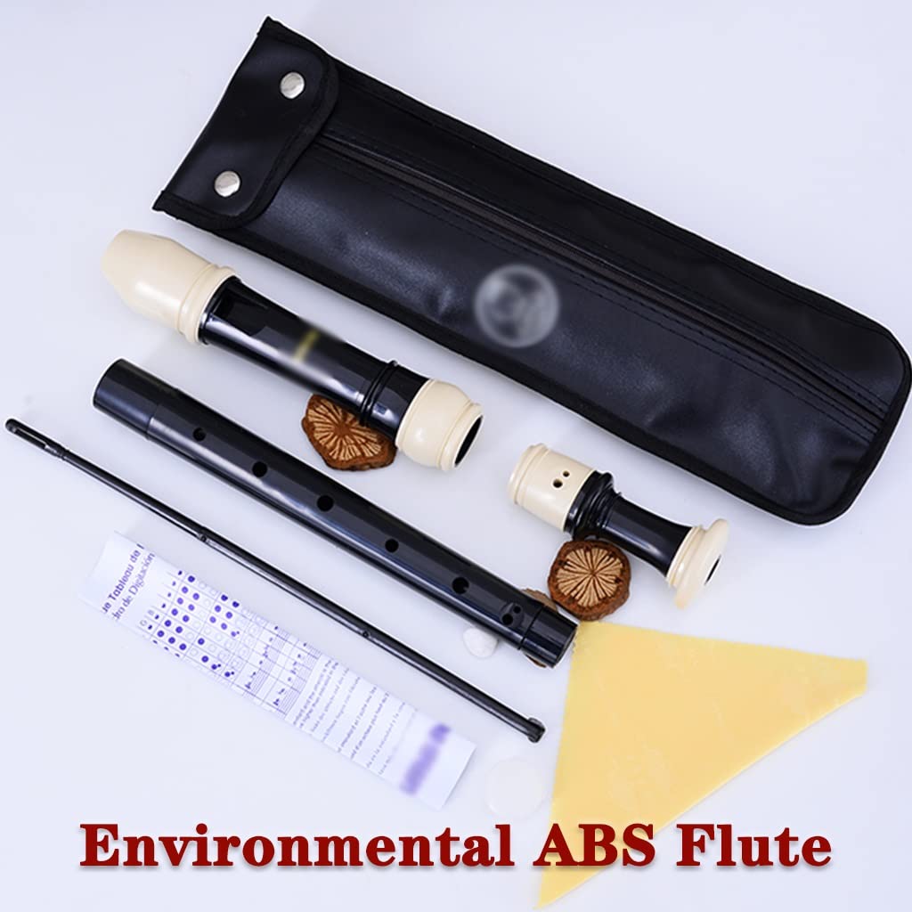 Flauta Dulce Soprano Flauta Inglesa De Boca Suave, Instrumento De Viento Afinado En F De 8 Hoyos, Flautas De Pico De Resina para Músicos, con Bolsa De Almacenamiento + Kit De Limpieza