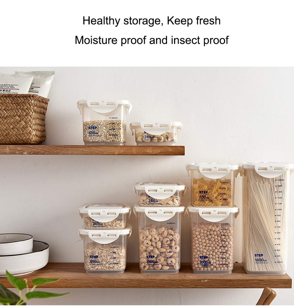 Contenitori Alimentari, Plastica Contenitori per la Conservazione degli Alimenti con Coperchi per la Conservazione Ideale per caffè, Riso, B