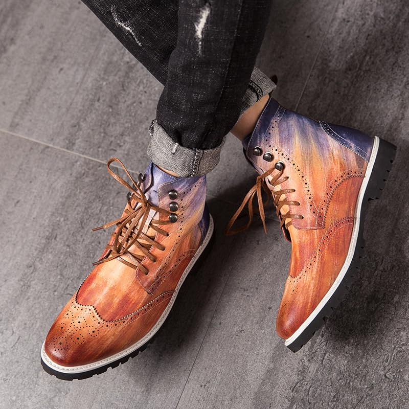 Men's Boots, Motorcycle Men's Boots Fashion Men's Mid-Cut Boots.Knight Boots.Riding Boots4