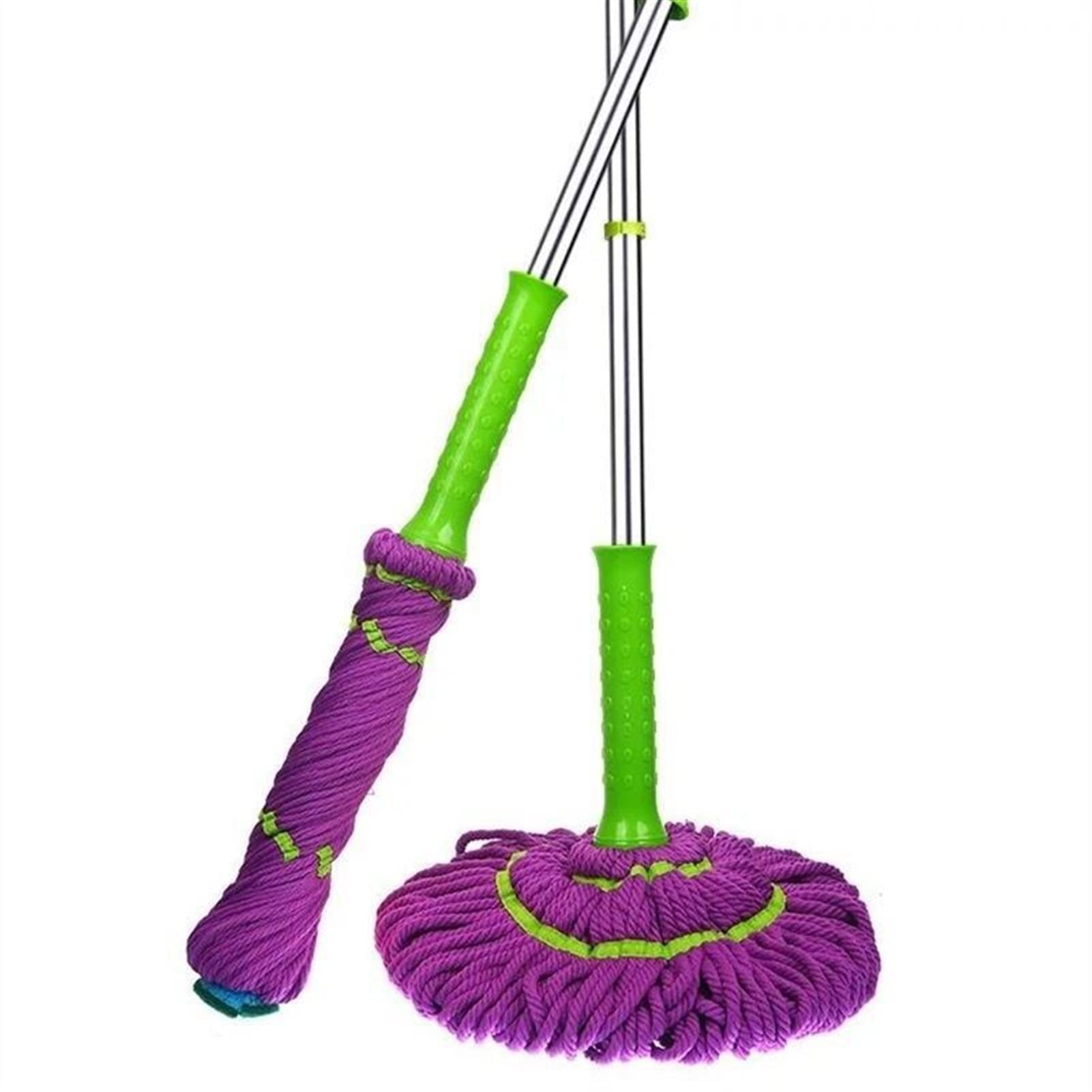 TOMYEUS Frife de Limpiador de Pisos con 2 Cabezas Reutilizables, Fácil retorcimiento de trapeador de Giro, trapeadores Secos y húmedos for Madera Dura, Tirar Azulejos de Limpieza de Microfibra.