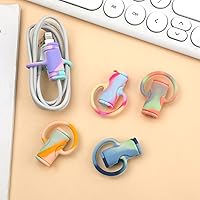 Vista 7 de Savita 5 protectores de cable de datos, protector de cable de silicona lindo enrollador de cable de datos de silicona 2 en 1, protector de cable