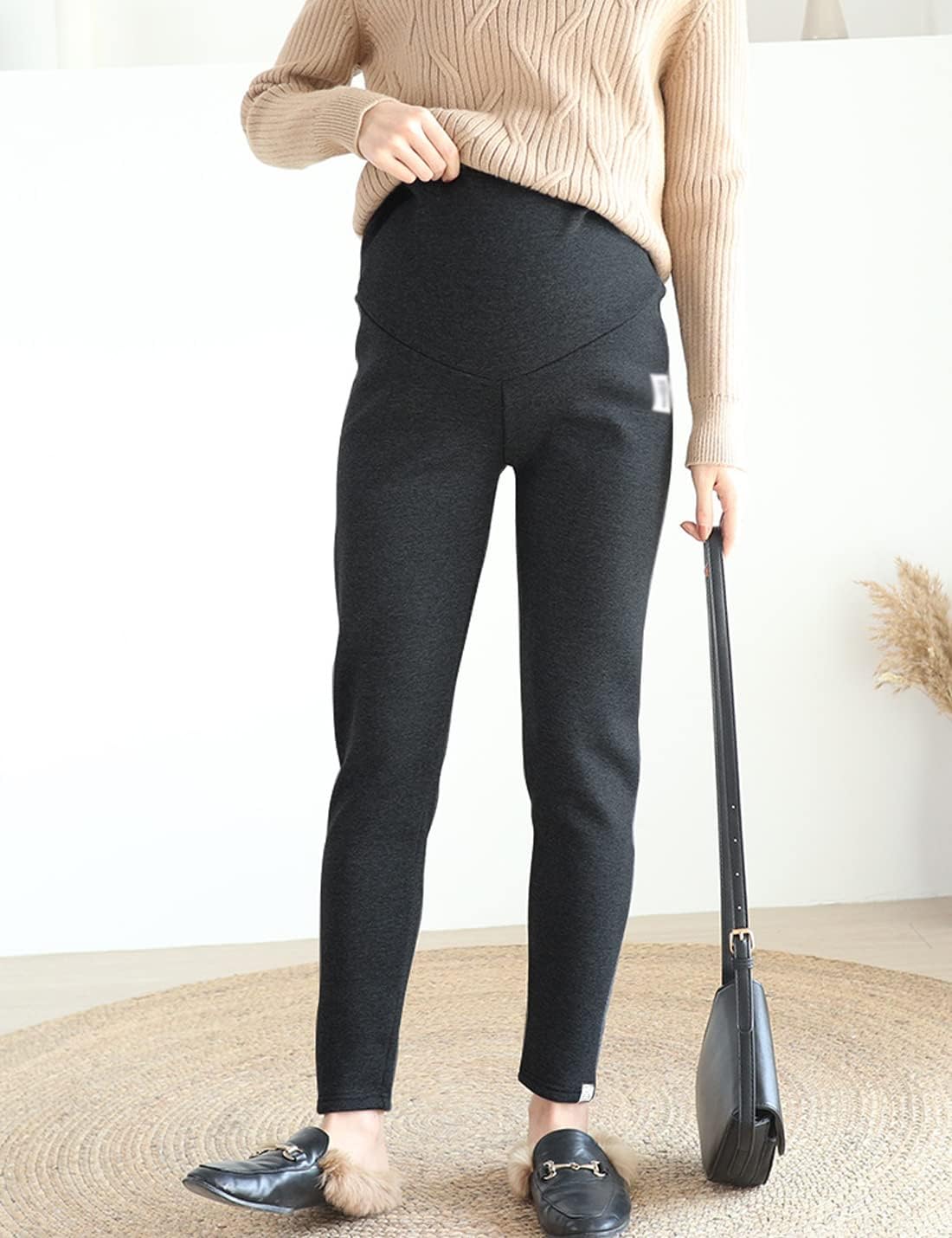 ZGZZ7 Maternity Pregnant Women Winter Warm Fleece-Lining Thermal Sweatpants Fleece Pants