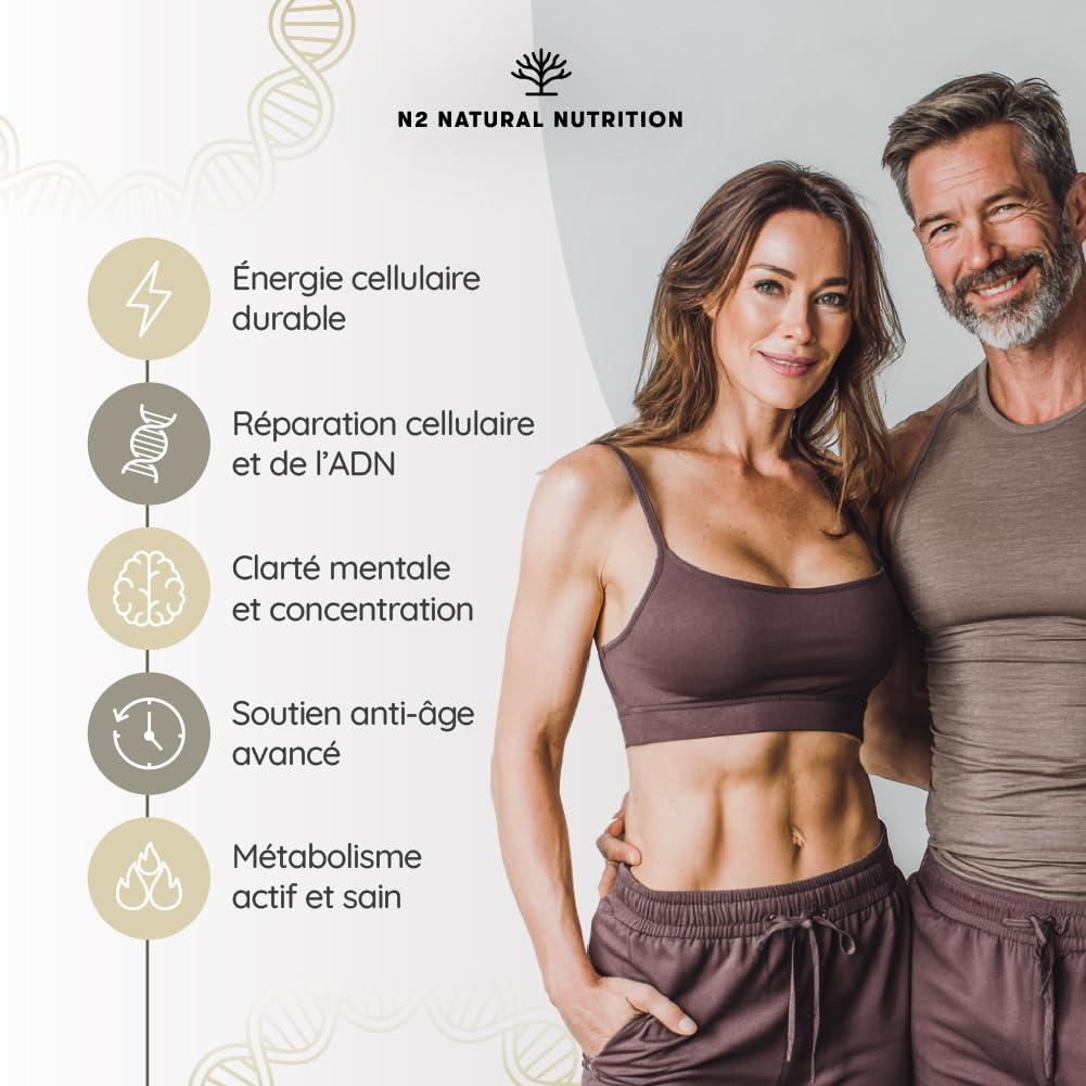 NAD+ Trans Resveratrol 1100 mg. Formule Liposomale avec Nicotinamide Riboside, Niacine et Vitamine E. Boost Métabolisme, Anti-Âge et Réparation Cellulaire. N2 Natural Nutrition