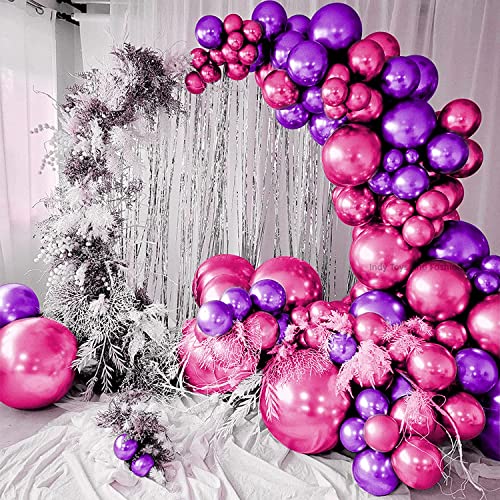 Image of Just Party 25Pcs Purple & 25Pcs Pink Metallic Chrome Balloons with Shiny Surface For Birthdays /Anniversary /Engagement /Baby Shower /bachelorette Party Decorations (Pack of 50)