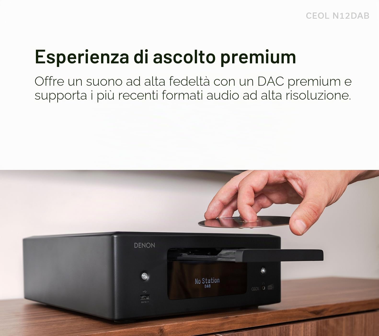 Denon CEOL N12DAB Sistema all-in-one con lettore CD, radio DAB/FM, HDMI ARC e HEOS Built-in - Nero
