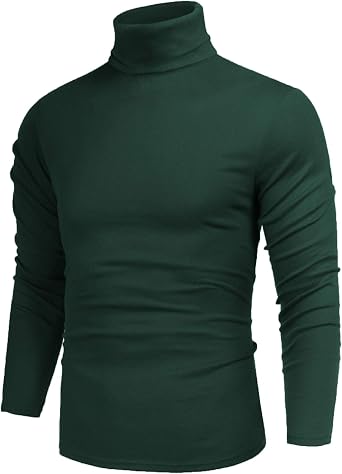 Poriff Mens Casual Slim Fit Basic Tops Knitted Lightweight Turtleneck Pullover Sweater