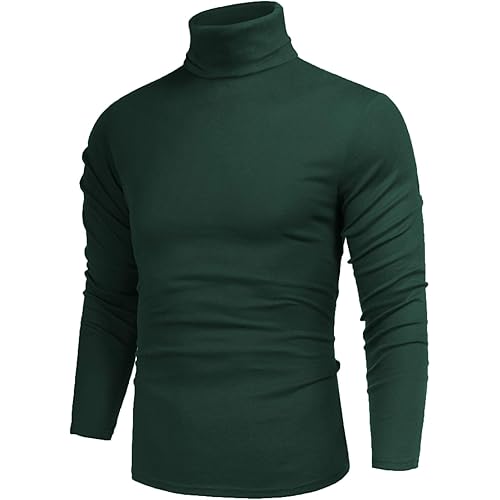 Poriff Men's Casual Slim Fit Basic Tops Knitted Lightweight Turtleneck Pullover Sweater