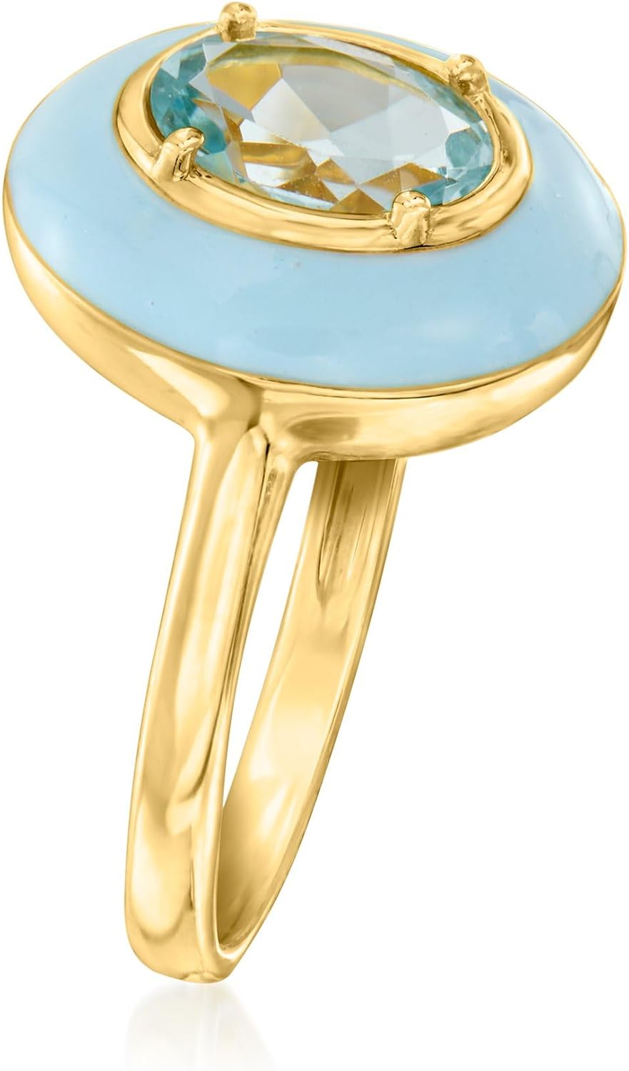 Ross-Simons 1.40 Carat Sky Blue Topaz Ring With Pastel Blue Enamel in 18kt Gold Over Sterling