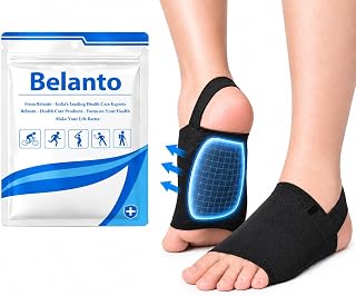 Belanto Flat Feet Arch Support for Women & Men, Plantar Fasciitis Flat Foot Correction Sleeve with Silicone Gel Pad, Orthotics Arch Support Shoe Pad for Leg Support & Fallen Arches, Free Size-1 Pair (Black)
