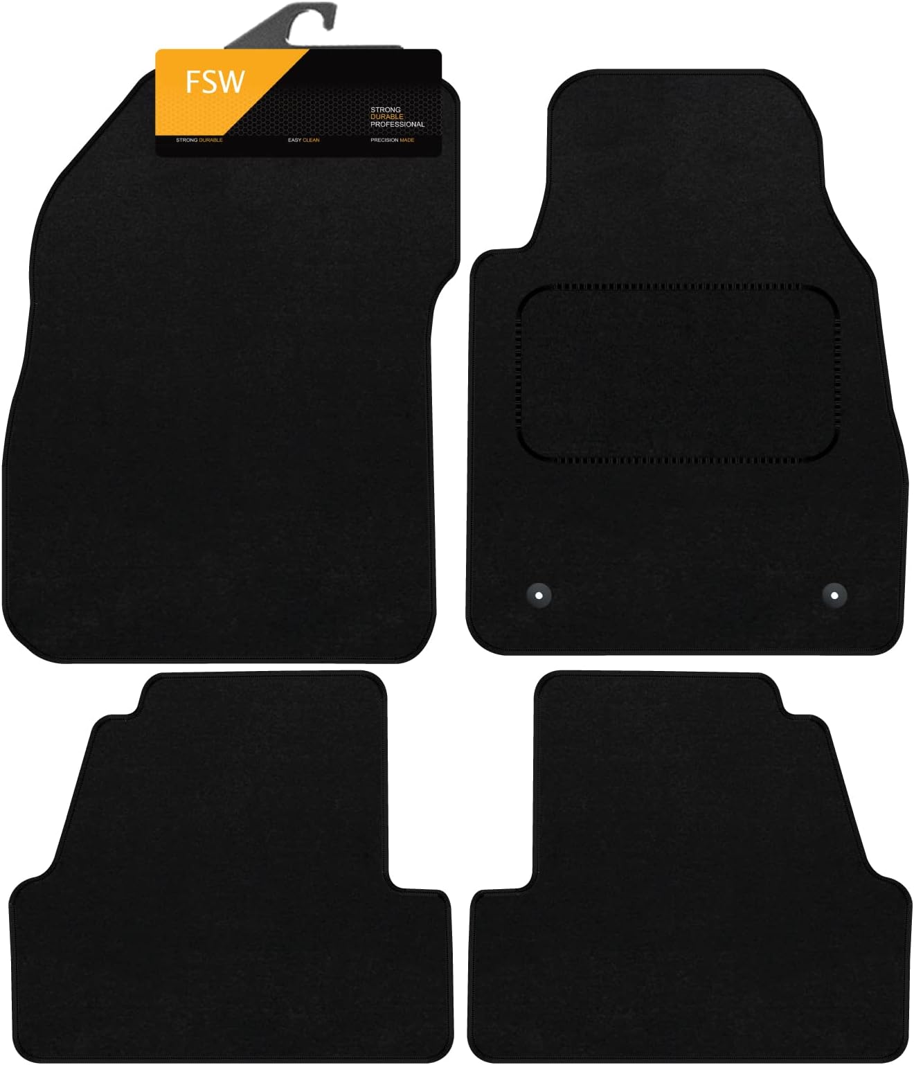 Tailored Mats - Fits Vauxhall Mokka 2012-2019 - Black Carpet - Anti Slip Mat - Non Slip Car Floor Mat, Fitted With Clips & Granulated Backing - 4 Pc Floor Mat Only
