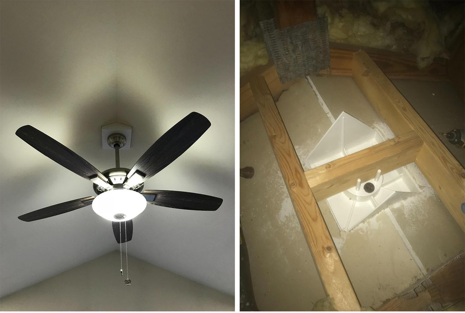 iMBAPrice IMBA-FB900-2 Ceiling Fan & Light Fixture Mounting Box, White Non-Metallic Support Bracket for New Construction, Fits Cathedral & Sloped Ceilings 80°+, 2-Pack