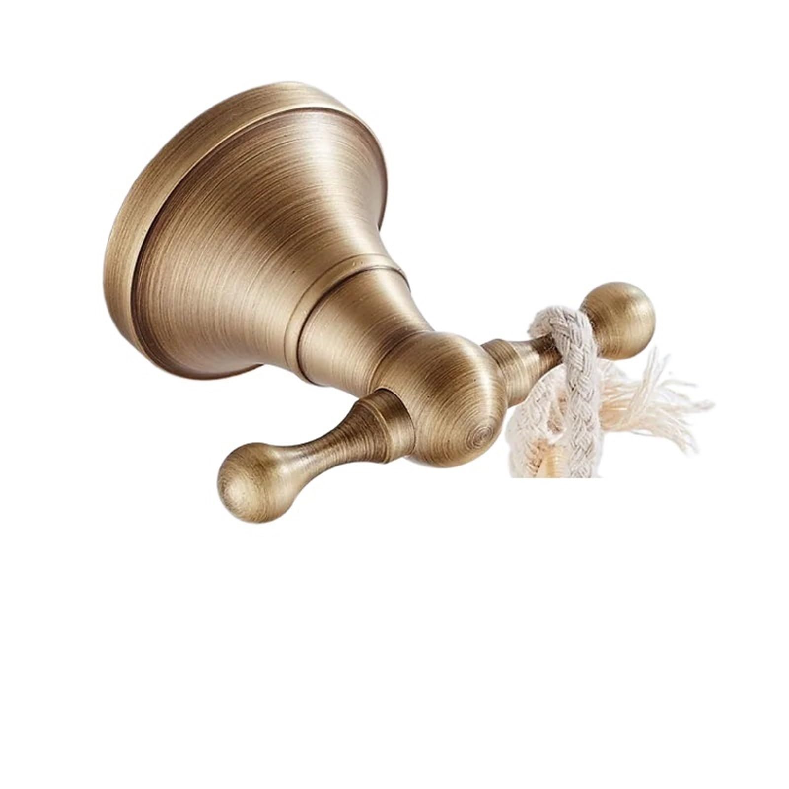 Mohuied Antique Brass Robe Hooks White Bathroom Hardware Accessories Brass Double Robe Hooks Wall Mounted Towel,Cloths,Black,Gold, For Hanging Coat Robe Keys Clothes Bags(Antique)