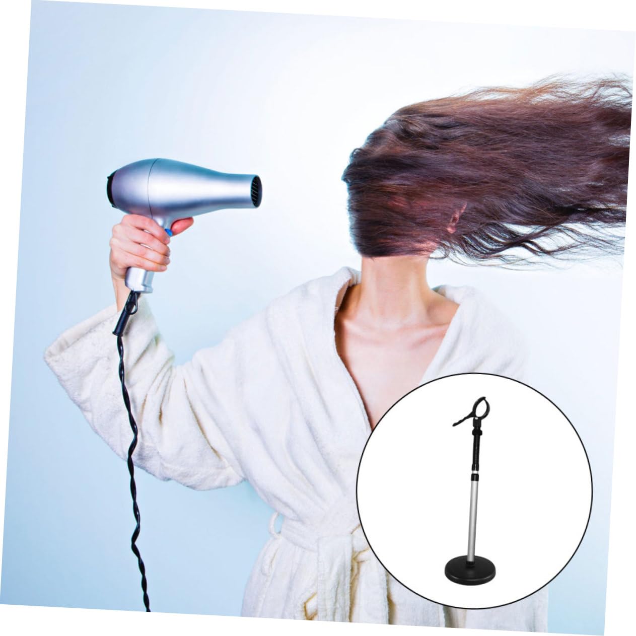 Supporto per Asciugacapelli in Acciaio Resistente con Ventosa Porta Phon da Muro Mani Libere per Styling e Piega Professionale in Salone e Casa