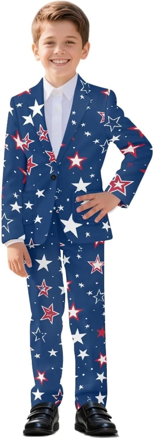 Boy's Formal Suit Set Kids Slim Fit Tuxedo Suits with Jacket & Dress Pants for Wedding Teen Dress Suit Outfit