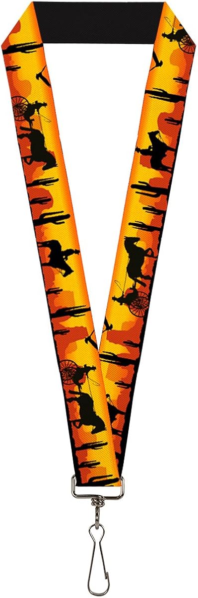 Hebilla Abajo Cordón-1.0"-silueta de vaqueropaisaje occidental rojobl