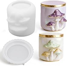 1Pc Mushroom Jar Resin Mold Silicone 3D Exquisite Epoxy Casting Mold with Lid for DIY Jewelry Organizer Trinket Storage Box Candy Container Candle Jar Flowerpot Cement Crafts Home Decoration