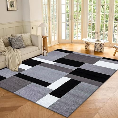 Cozy Haven Navajo Rug - Large Washable Soft Fluffy Modern Carpet Area Rug for Living Room, Bedroom, Hallway, Lounge, Dining Room, and Under Table - (Grey Black, 120x170 cm)