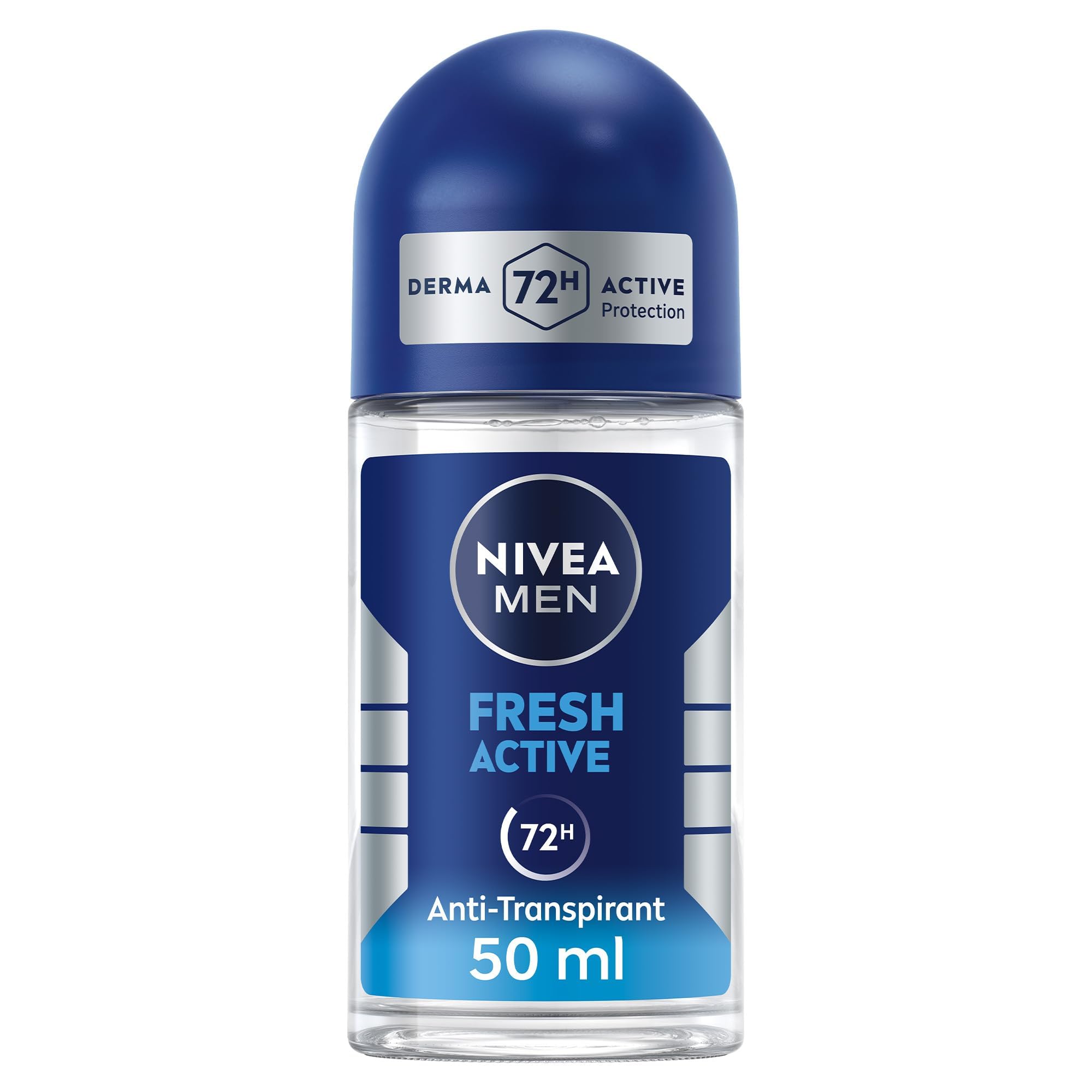 NIVEA MEN Fresh Active Anti-Perspirant Deodorant Roll On (50ml), Men's Anti-Perspirant Deodorant, Fresh Men's Roll On Deodorant + Fresh Masculine Fragrance