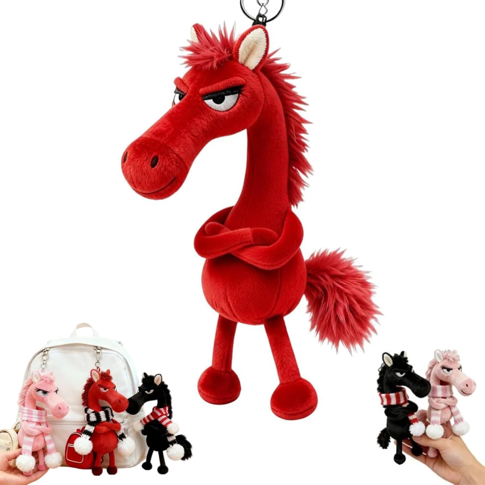 Guuthqor Red Year Of The Horse Lucky Mascot New Year Good Luck Gift 2026,Lucky Horse Guardians Soft Horses Plush Pendant - Courage Strength For Backpack Purse And Bag (Red)