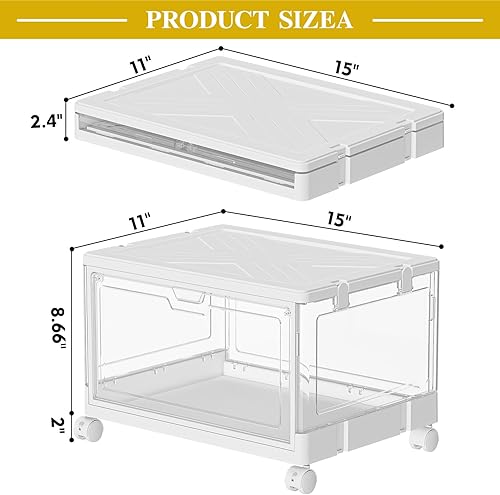 Miniatura 3 de SNSLXH Contenedores de almacenamiento transparentes con tapas y ruedas, contenedores apilables de plástico para manualidades, caja organizadora de