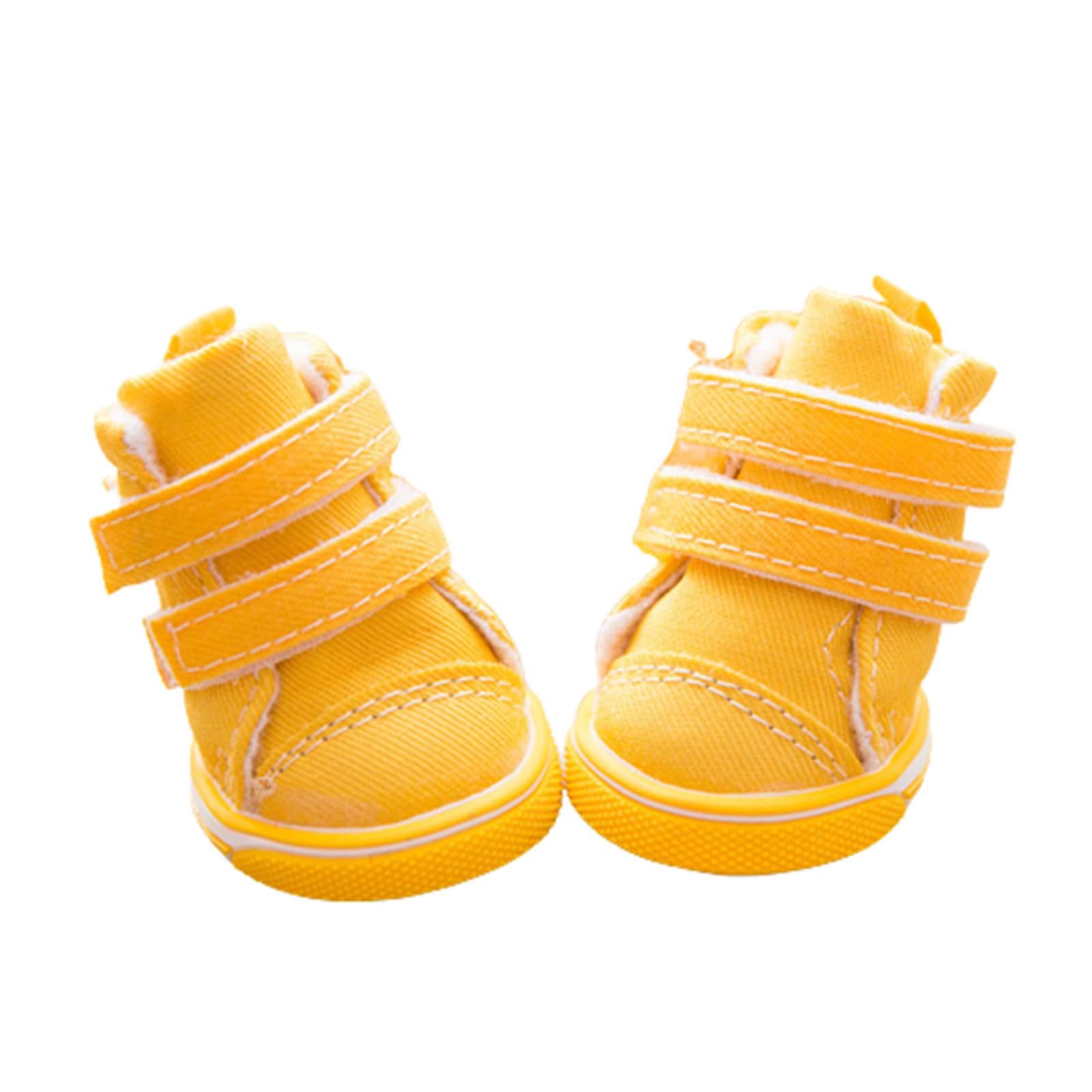JUSHZ Hundeschuhe Pfotenschutz Dog Shoes Hund Schuhe Kleine Hunde Puppy Abriebfester Anti Rutsch Gegen Hitze Fußabdeckung Haustiere Frühling Sommer Dicke Sehnensohle Atmungsaktive (1,Yellow)