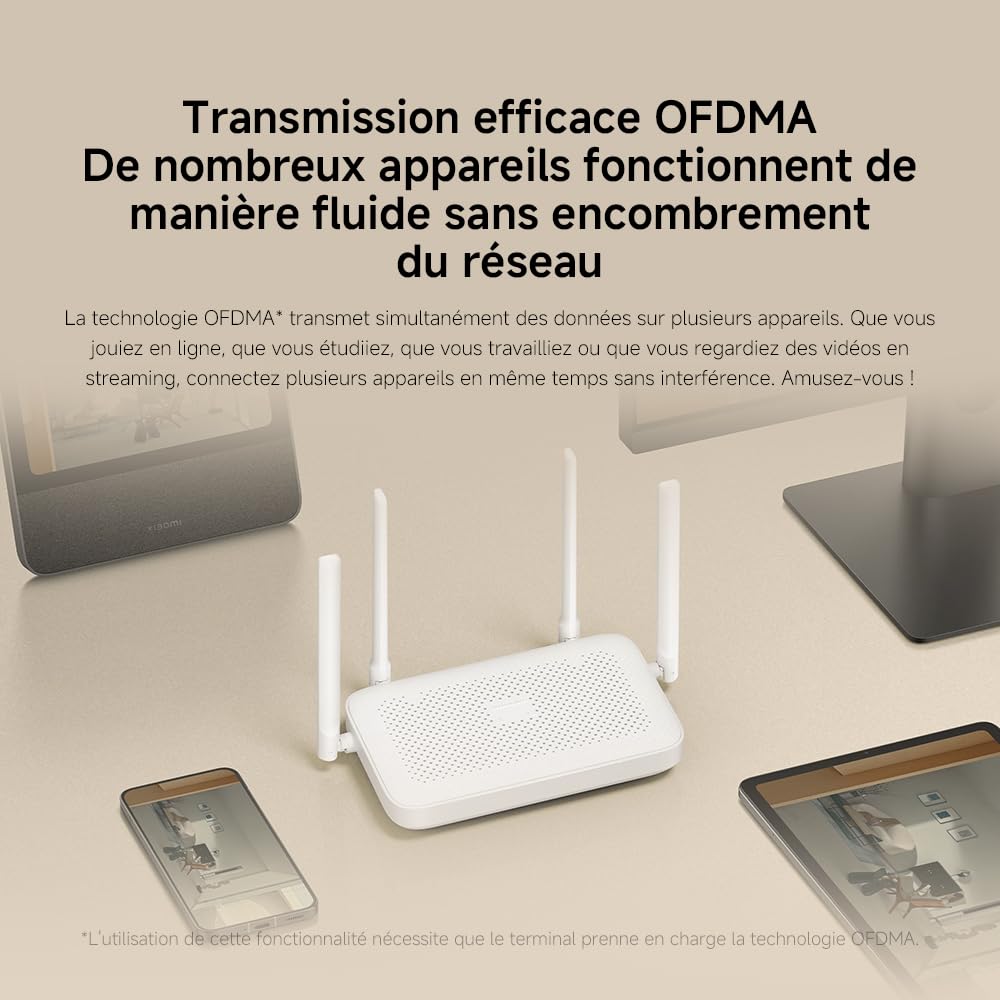 Xiaomi Routeur WiFi6 AX1500 - Port Gigabit, Fonction Mesh