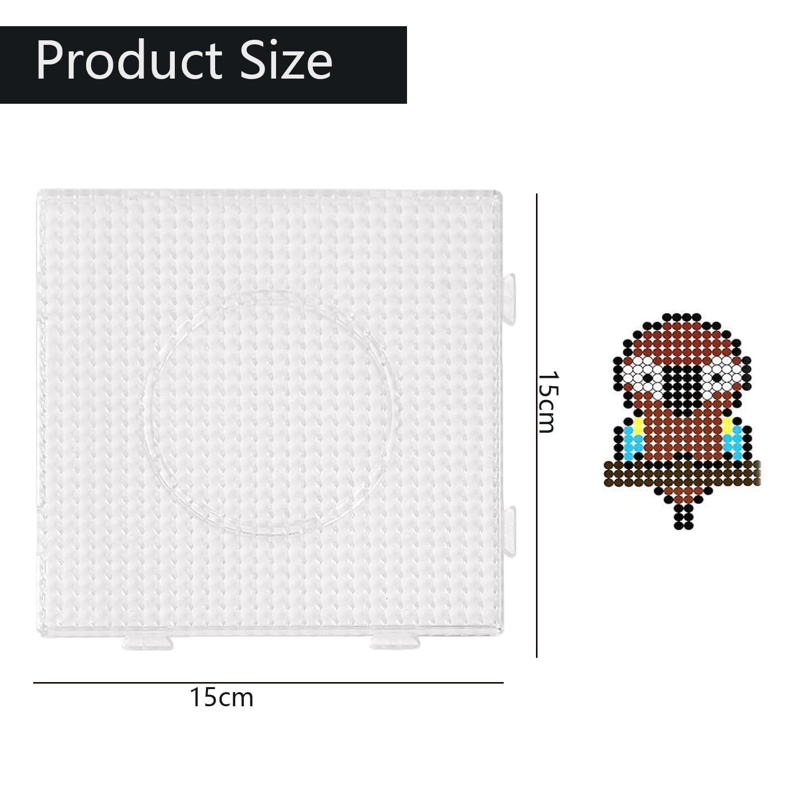 4 Pcs Beads Pegboards, 5 mm Fuse Beads - Large Round & Square Clear Plastic Boards - Image 2