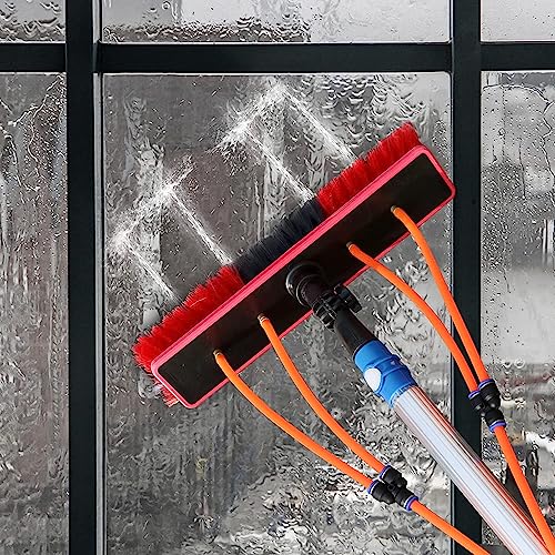 Kit de limpieza de ventanas, cabezal de cepillo de 50 cm con mango extensible, sistema de limpieza de agua para paneles solares e invernaderos, eficiente y fácil de usar.