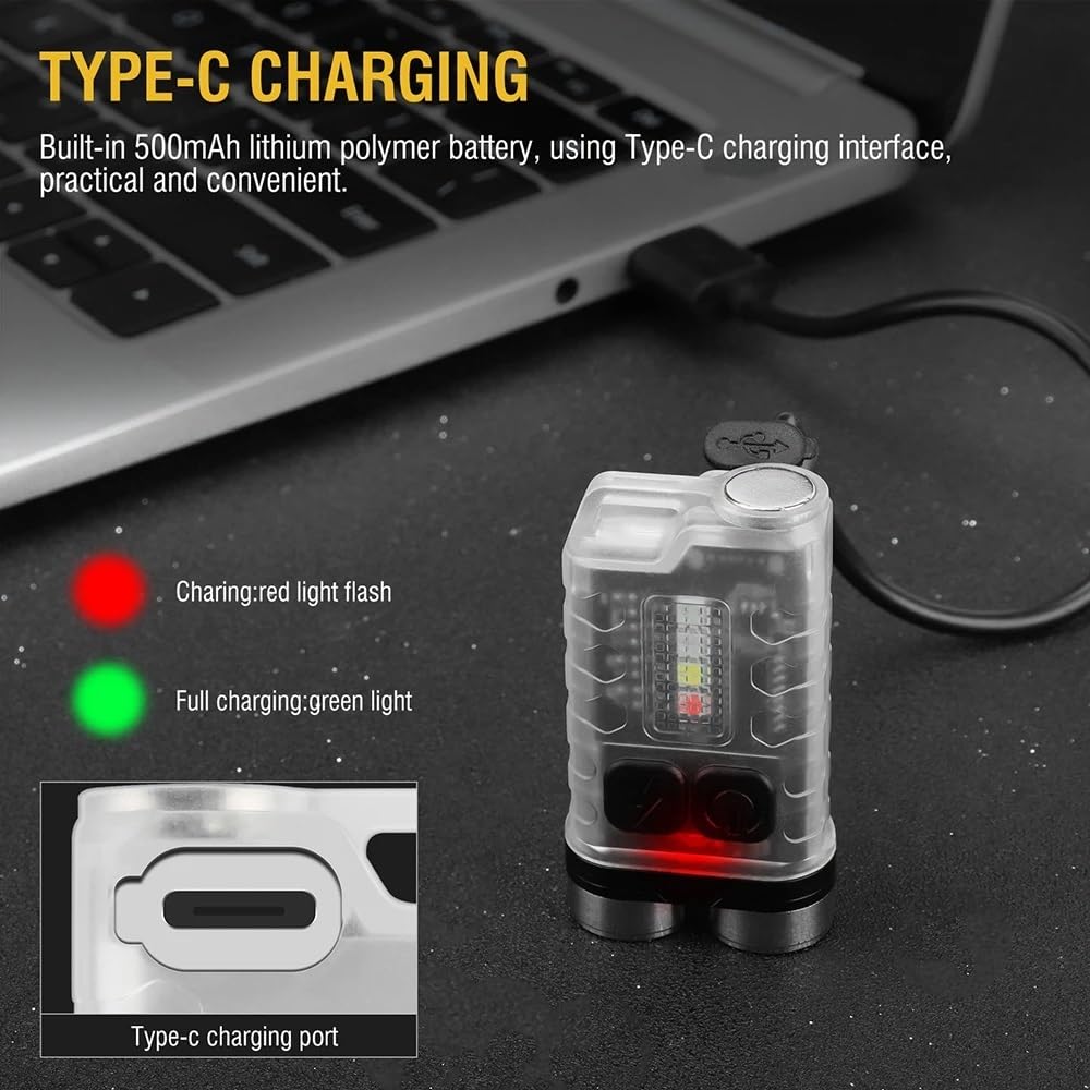 V3 LED brelok przenośna latarka światło robocze typu C Mini ładowalna latarka z magnesem UV Camping kieszonkowa latarnia(2pcsV15 Fluorescence)