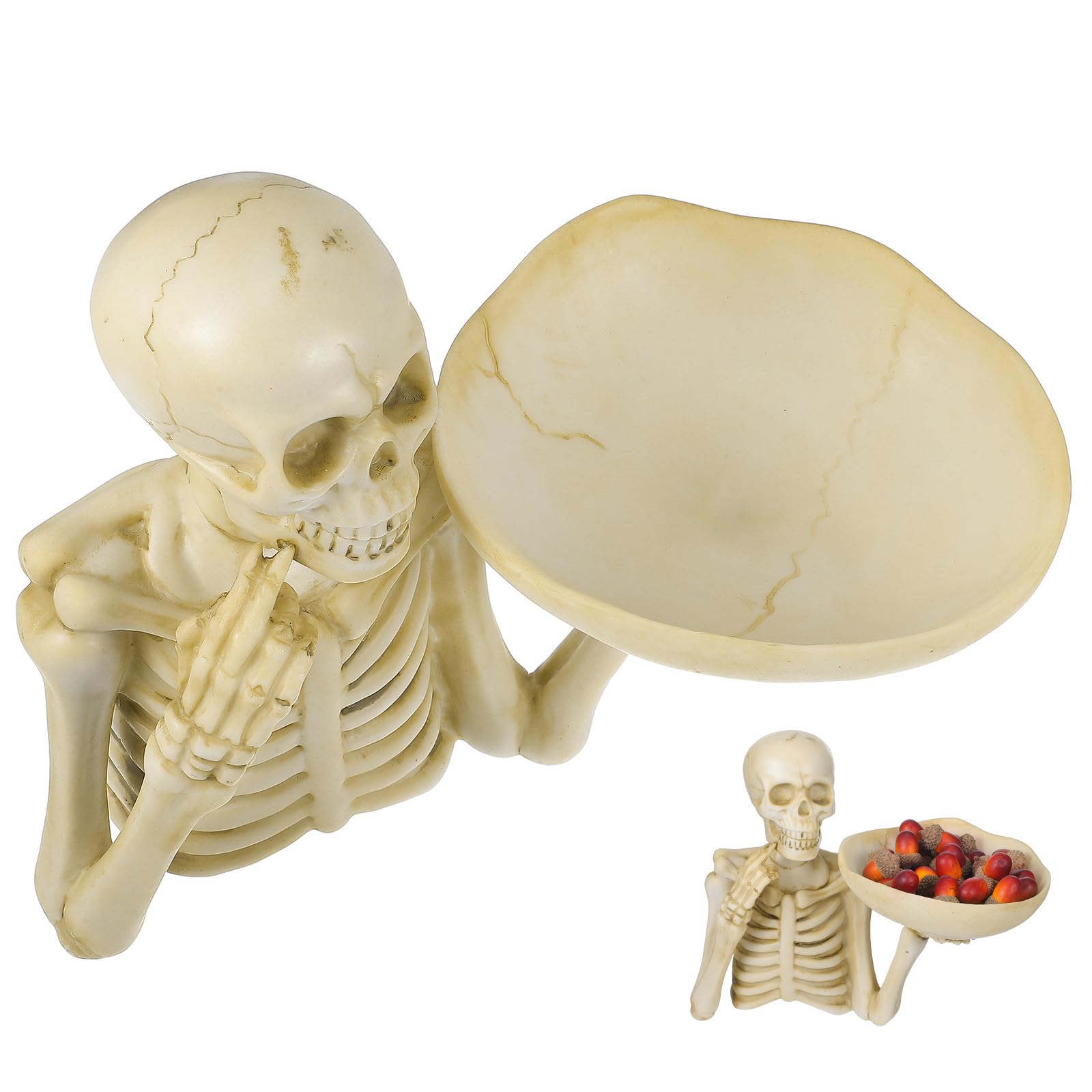 Pojemnik Na Słodycze W Kształcie Szkieletu Na Halloween: Taca Do Serwowania W Kształcie Czaszki - Misa Na Słodycze Z Żywicy I Dekoracyjna Na Owoce. Gotycki Pojemnik Na Biżuterię W Szkieletu Na Imprezę