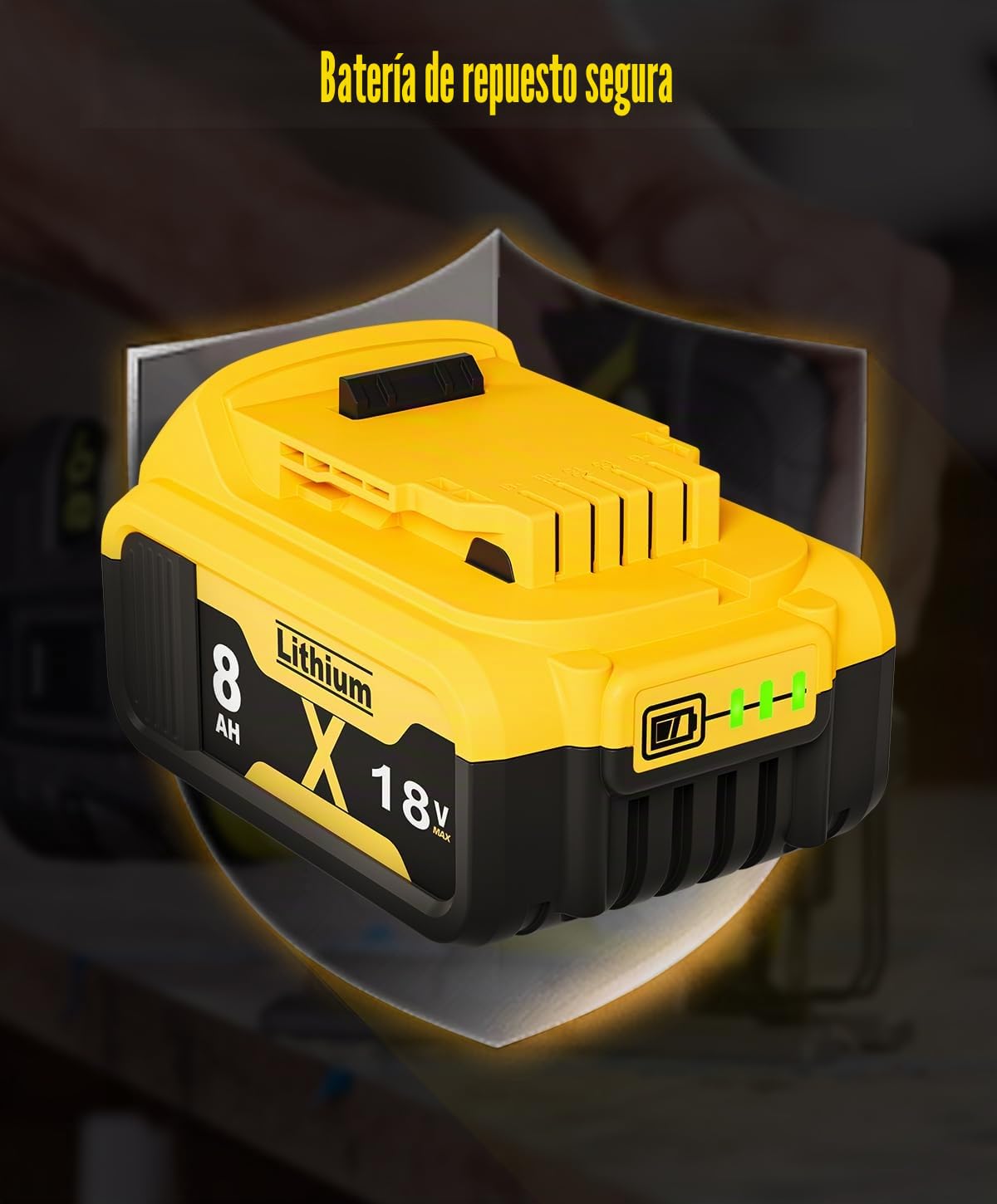 2 piezas de 8.0Ah/8000mAh DCB182 batería de repuesto para Dewalt 18V, reemplazo para baterías Dewalt DCB200 DCB184 DCB107 DCB101 DCB112 DCB203 DCB115 DCB105 DCB182 con herramienta de batería LED