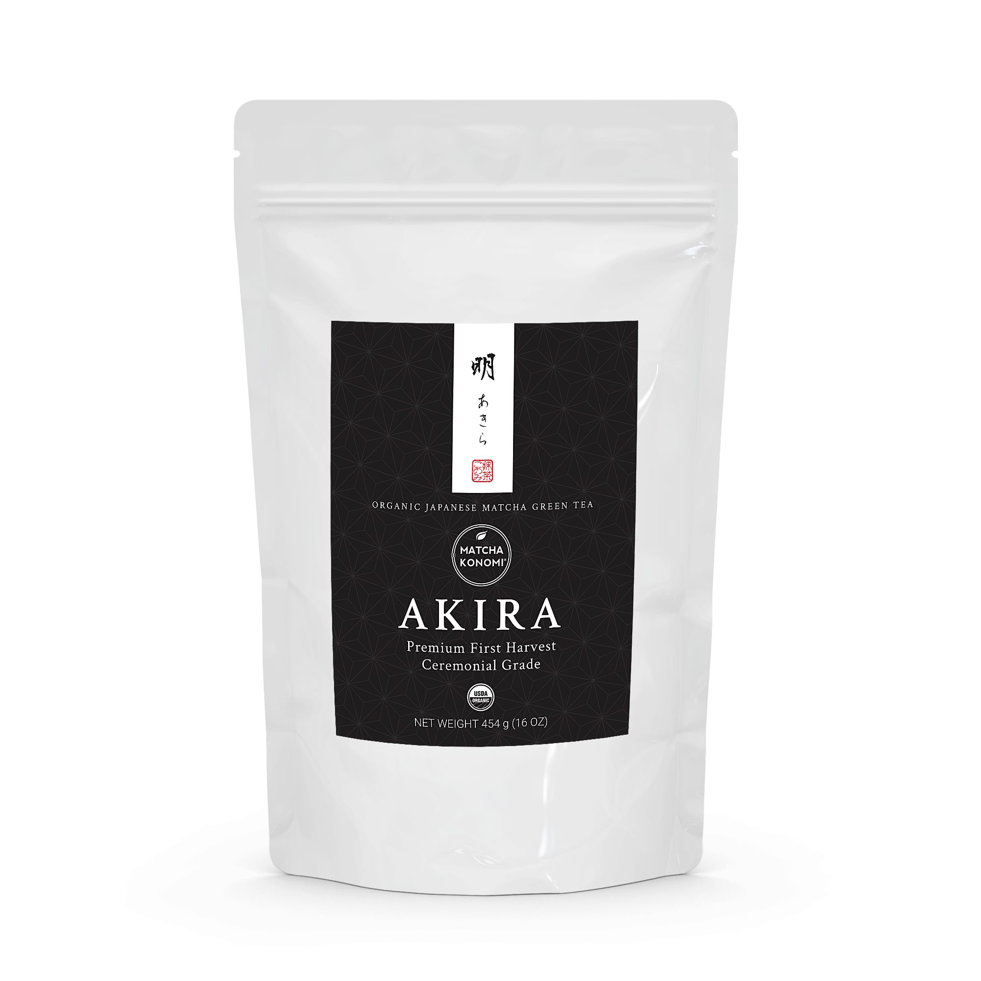 Akira Matcha - Organic Premium Japanese Matcha Green Tea Powder - First Harvest - Zero Sugar - USDA and JAS Certified 454g (16oz) Bag