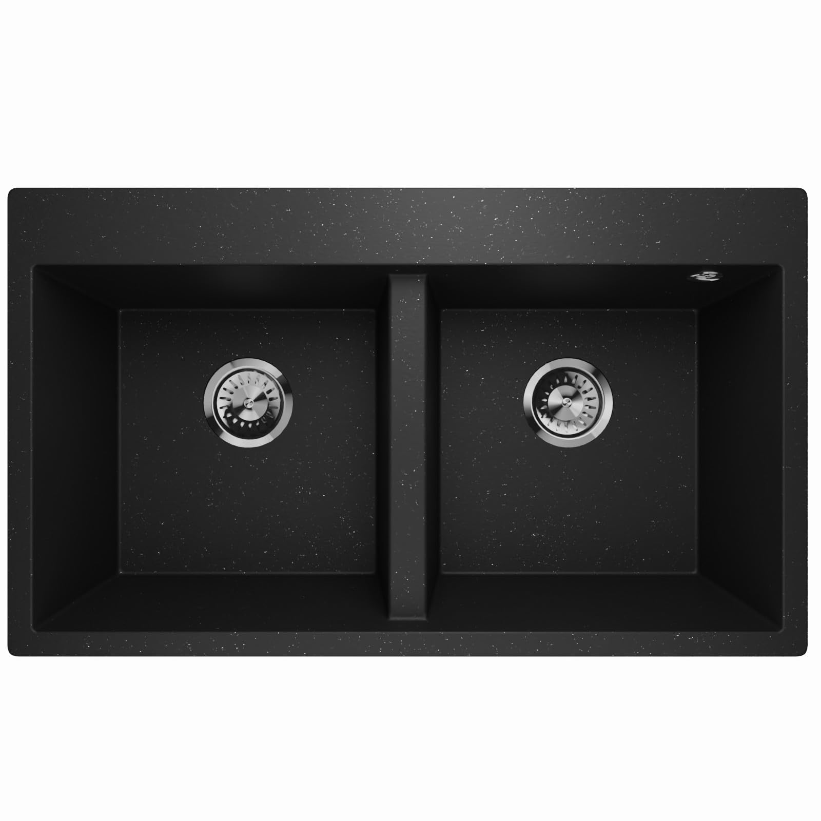 Lavello Elle 2.0 Granite Sink Double Sink Kitchen Sink Built-in Sink Siphon Lavello Elle 2.0 Black Metallic