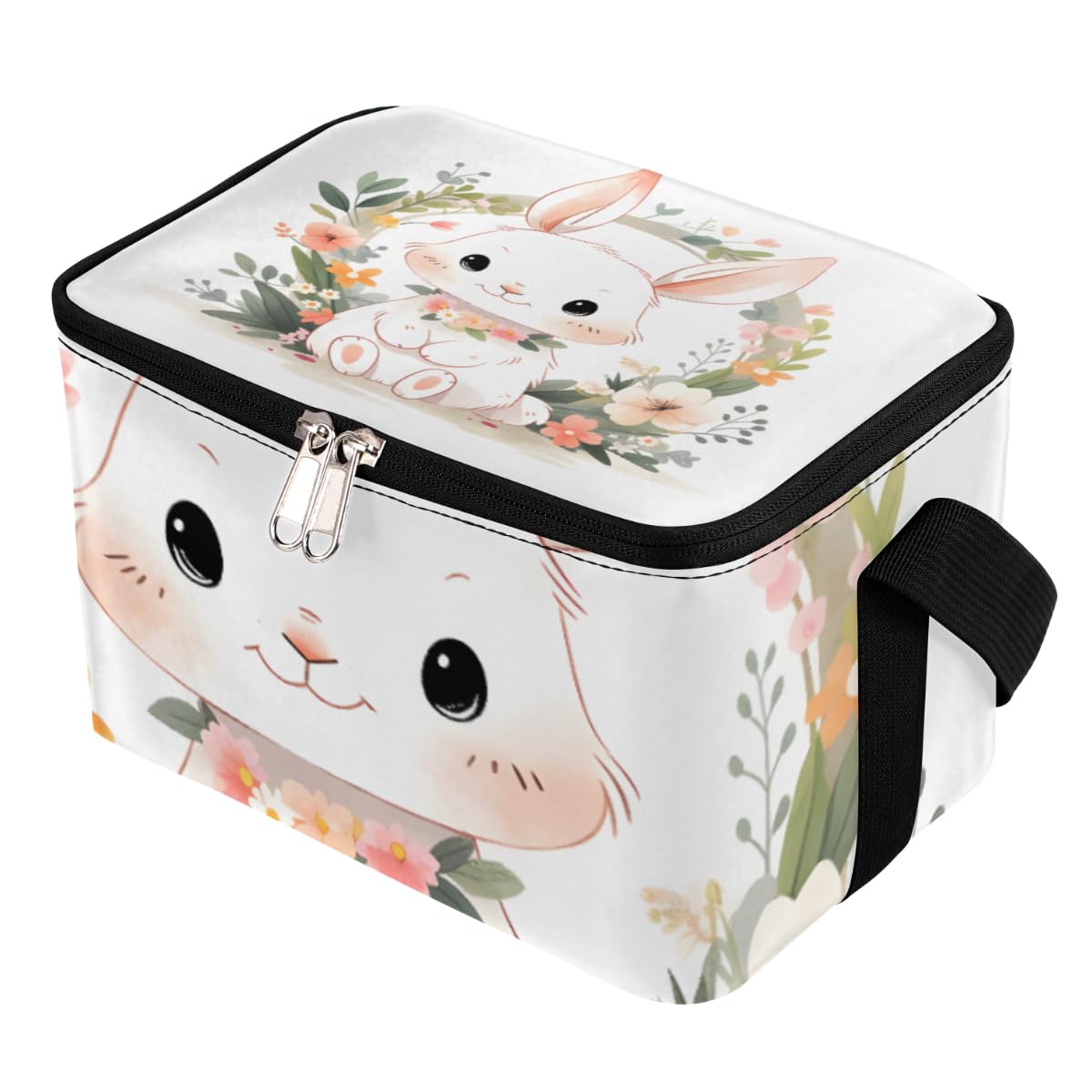 GzLeyigou Lunch Bags for Women Men 9 Cans,Cute Funny Bunny Hot & Cold Food Delivery Bag Insulated Grocery Bag Insulated Lunch Box Rabbit Cooler Bag for Office Work Picnic Beach