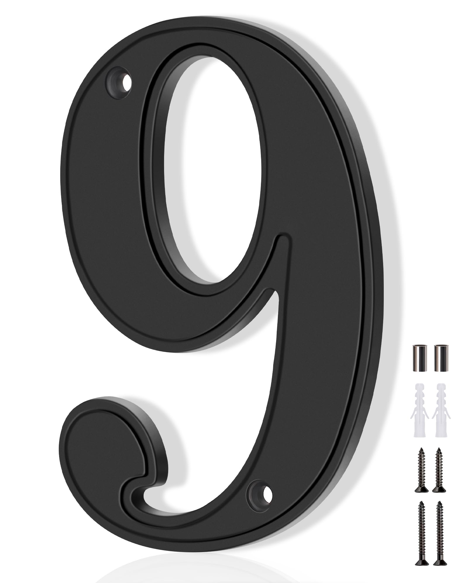 House Numbers 9, Emotionlite House Address Numbers, Black Large Modern House Numbers for Outside, Metal Mailbox Number, 5" Zinc Alloy Style