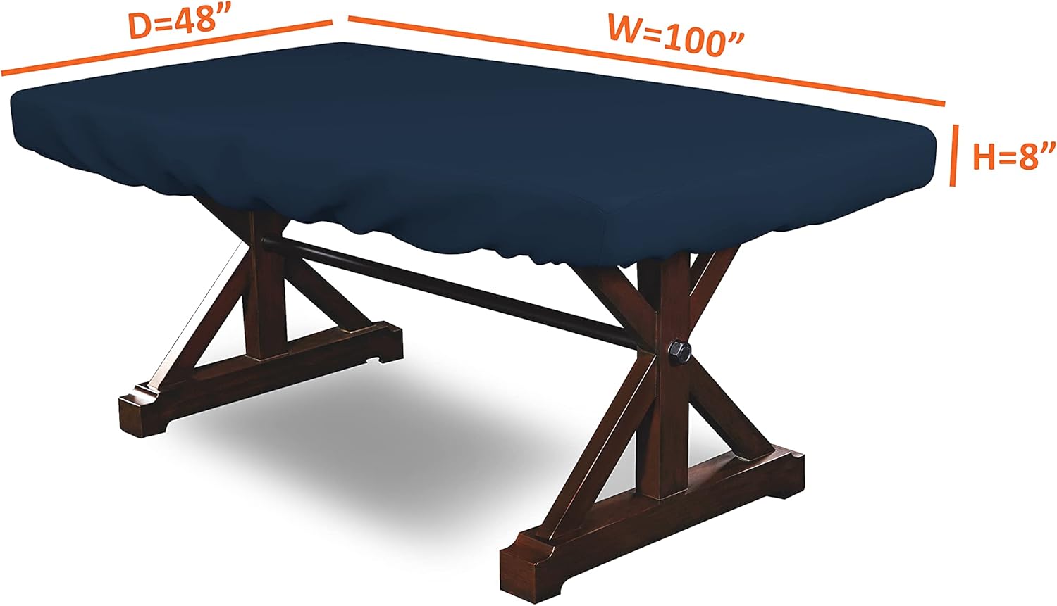 Covers & all Poker Table Cover 12 Oz Waterproof - 100% Weather Resistant Outdoor Game Table Cover with Elastic at 4 Sides (100" W x 48" D x 8" H Inches, Blue)