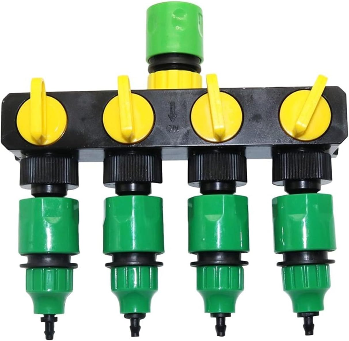 Spray Water Connection 1/4" -3/8" Hose Dispenser Garden Drip Irrigation Faucet Adapter Four-way Water Pipe Joint Garden Supplies 1 (Color : Yellow)