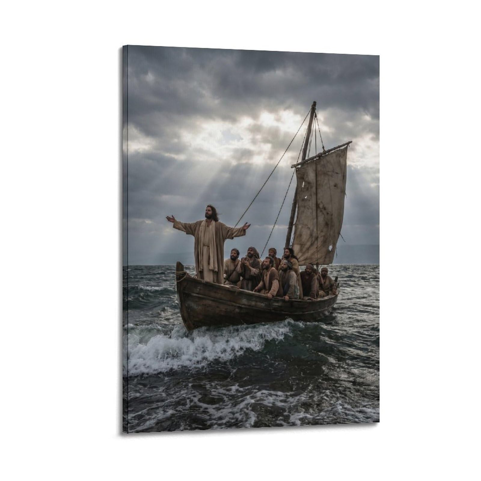 OKNGB Classical Religious Poster Jesus Calming The Storm Decorative Painting Canvas Art Picture 24x36inch(60x90cm)