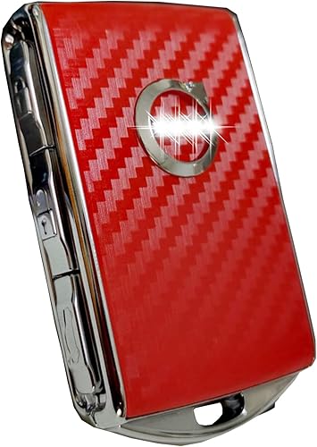 Funda para llavero de automóvil para Volvo S60 S90 XC40 XC60 XC90 V60 V90, regalos para hombres y mujeres (fibra de carbono rojo)