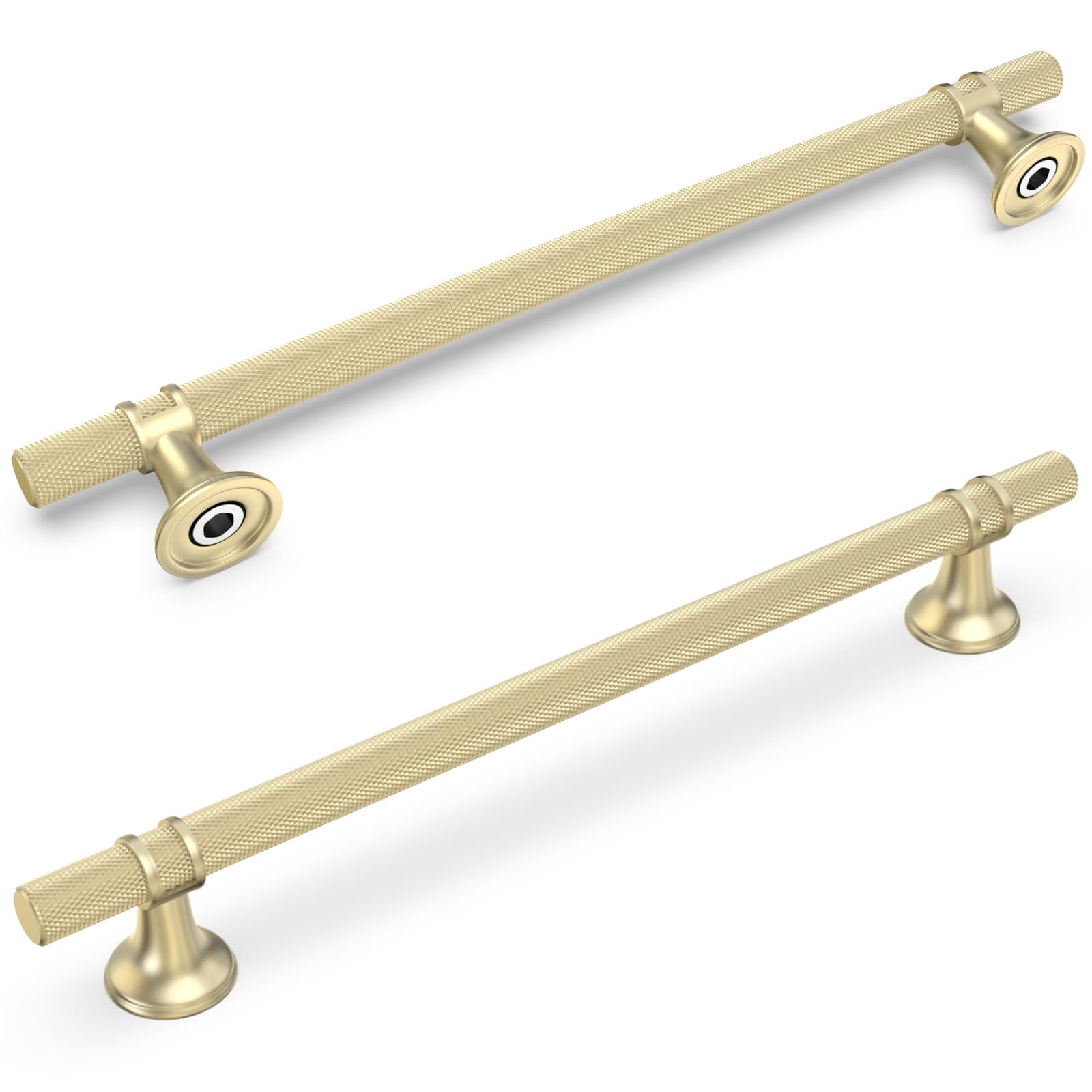 KOMOTIA 6 Pack 10 Inch Cabinet Pulls knurled Brushed Gold Kitchen Cabinet Handles Aluminum and Zinc Alloy Drawer Pulls Solid Cabinet Hardware