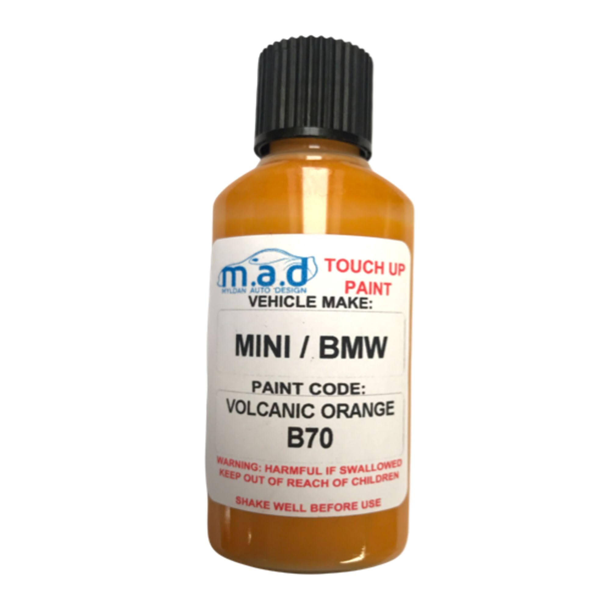 M.a.d Myldan Auto Design Just Paint Touch Up Paint Compatible With Mini Volcanic Orange B70 Mini Cooper S Countryman Clubman - 30Ml Kit, Gloss Finish With Built-In Brush - Made With Helios Paint (Just Paint)