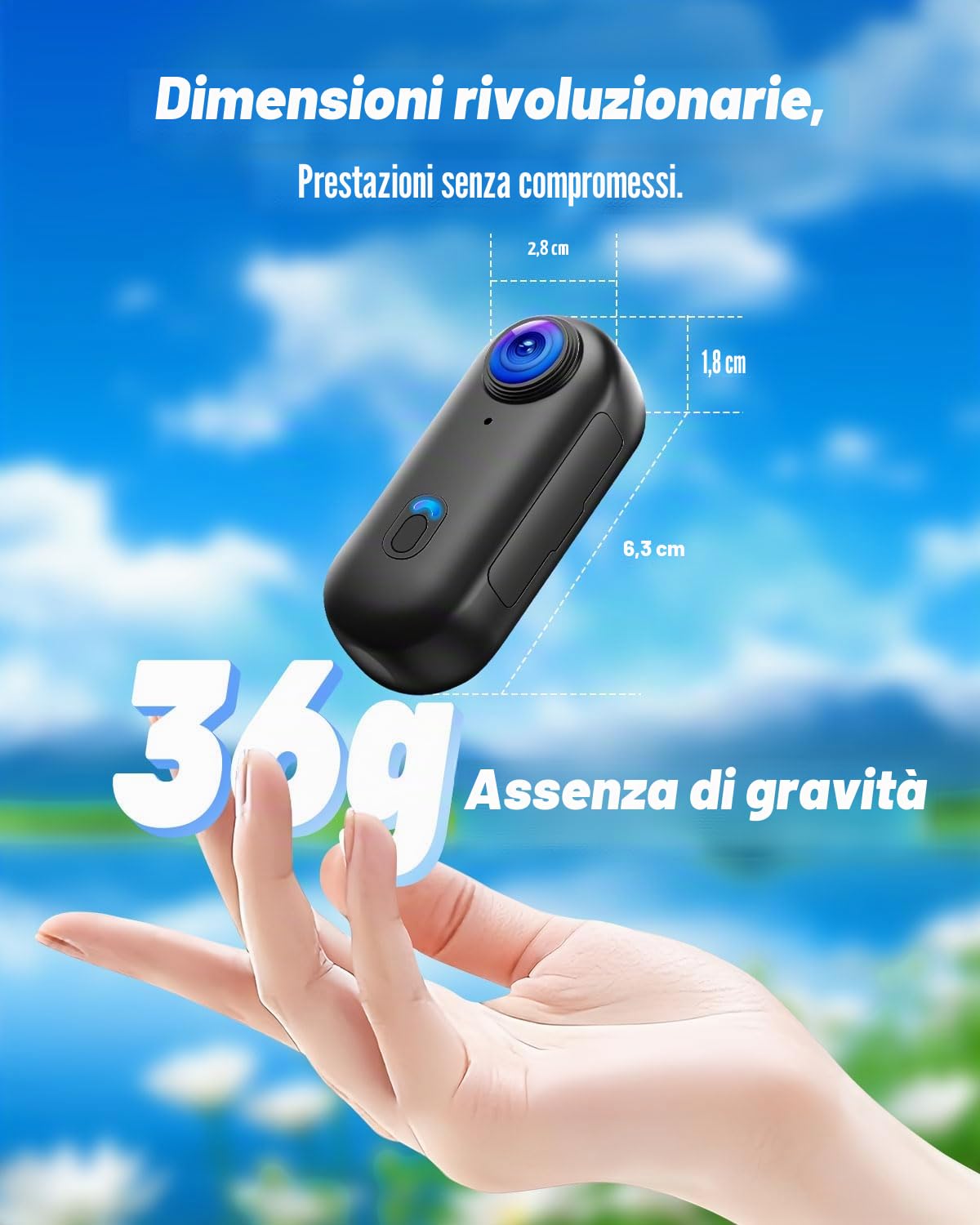 Mini Action Cam 4K Con Scheda da 64 GB, Body Cam WIFI Magnetica, a Mani Libere, POV con Clip Ruotabile a 360°, Custodia Impermeabile per Passeggiate con Animali Domestici, Bicicletta, Vlog