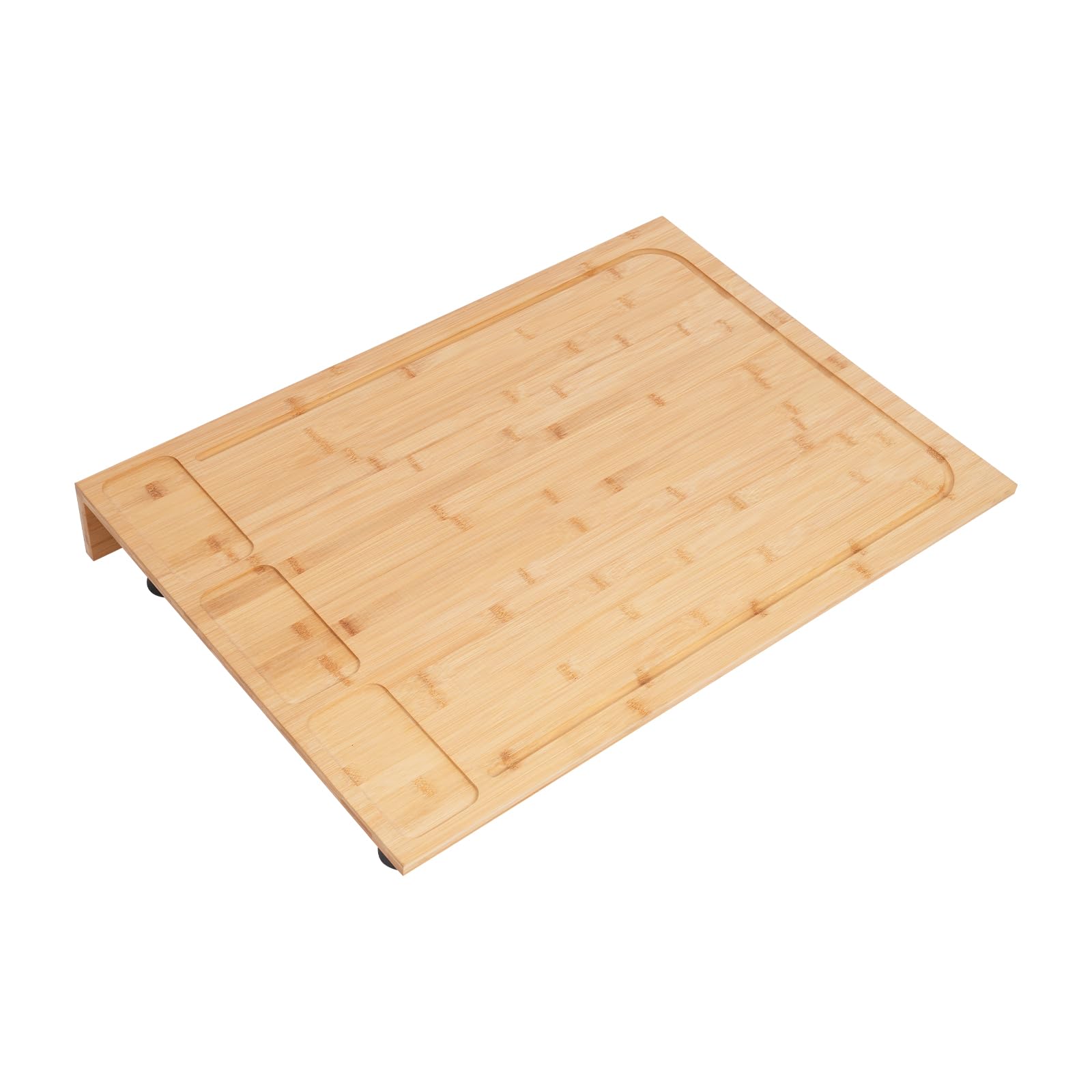 Cubierta para fogones, tabla de cortar, con 4 patas de apoyo extraíbles, tabla de cortar de bambú maciza con bandeja recogedora para casa, dormitorio, apartamentos (75 x 54 cm)