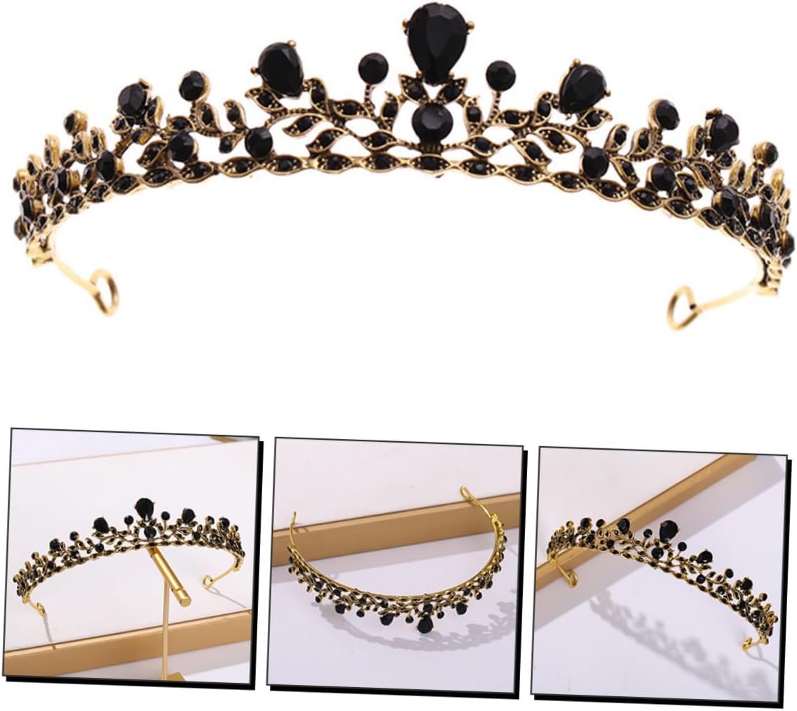Ciieeo Baroque Style Bride Tiara Crown Wedding Headdress Vintage Decorative Bridal Circlet for Women Ceremony
