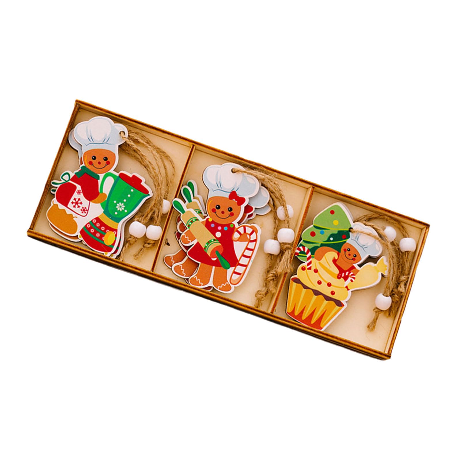 Kalttoy Type D Wood Gingerbreads Hanging Ornament Set Perfect For Christmas Tree And Holiday Decorations Sturdy Wood Hanging