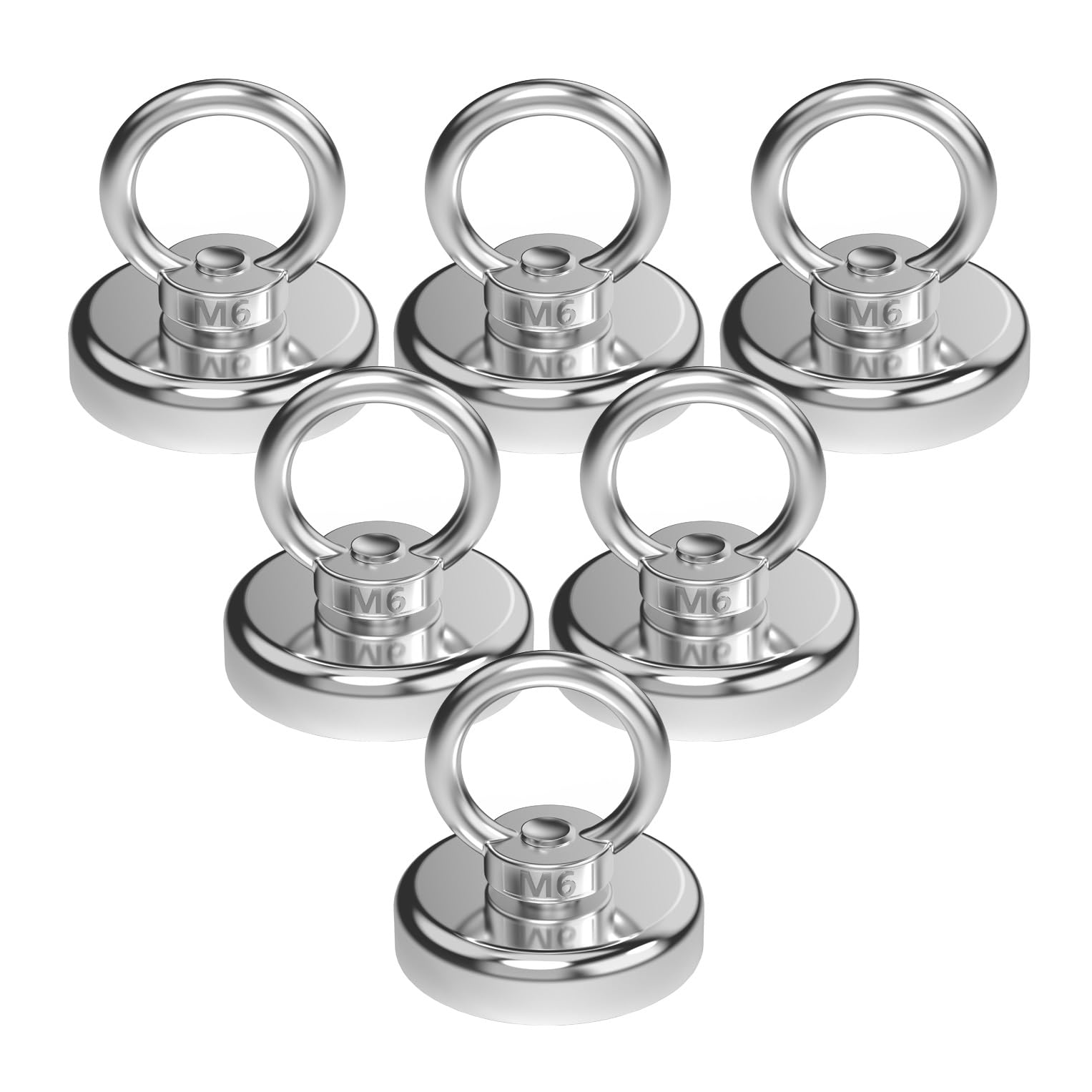 Magnetpro Strong Neodymium Magnets with Ring, 120 Lbs Pulling Force, Diameter 1.42 inches, Rare Earth Magnets with Eyebolt, Pack of 6