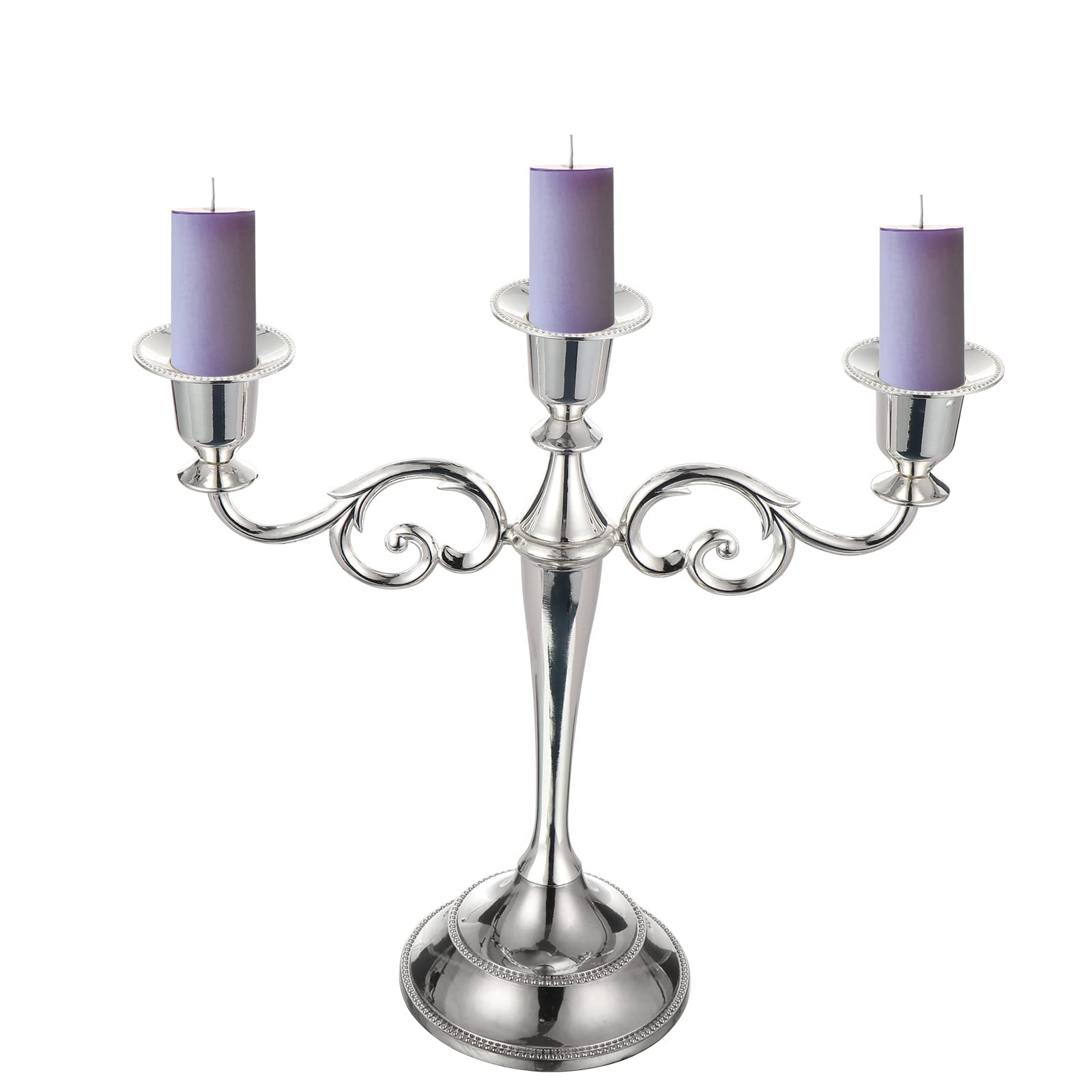 Bougeoirs Argentés Ensemble de 3 pour Bougies Effilées, Bougeoir Décoratif pour Mariage, Dîner, Fête (Support de Bougie en Métal