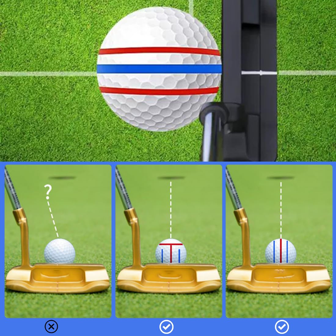 Golf Ball Line Marker Tool, Herramienta de Alineación para Golf, Kit de Marcadores de 6 Piezas