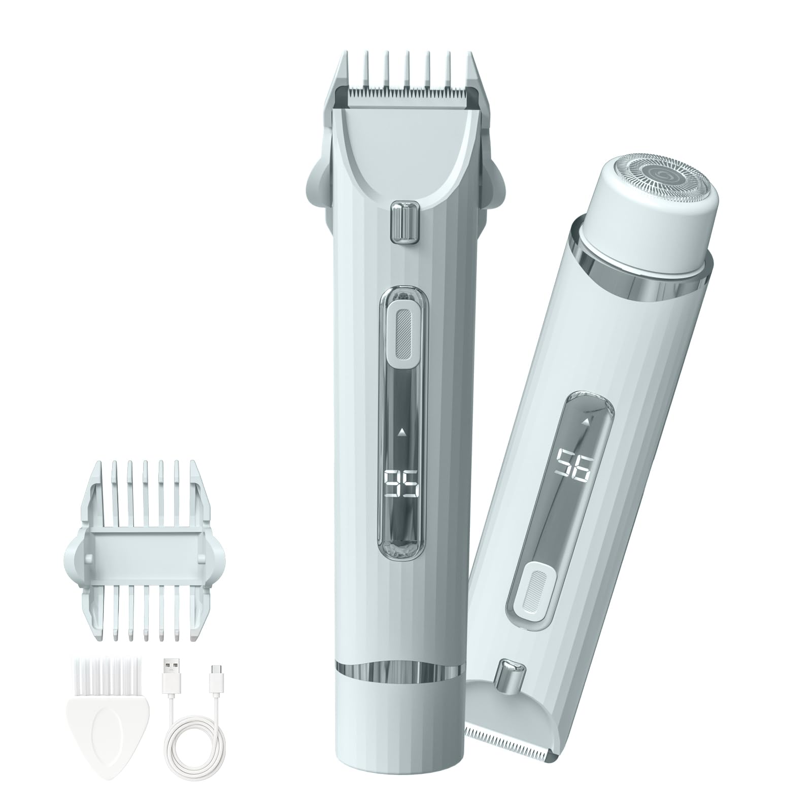 Heapsion Rasoir électrique 2 en 1 à double tête pour femme - Rasoirs électriques indolores pour peau de soie, rasoir sans fil avec lame en céramique pour aisselles, jambes, bras, visage, cadeau idéal