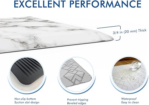 Miniatura 5 de Klay Home Tapetes de cocina para suelos antifatiga, 34 de pulgada de grosor, 100% espuma viscoelástica, tapete de cocina acolchado, tapete de cocina